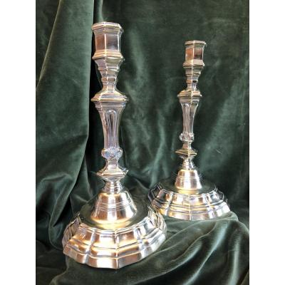Pair Of Candlesticks, Bronze, XVIII Th Century