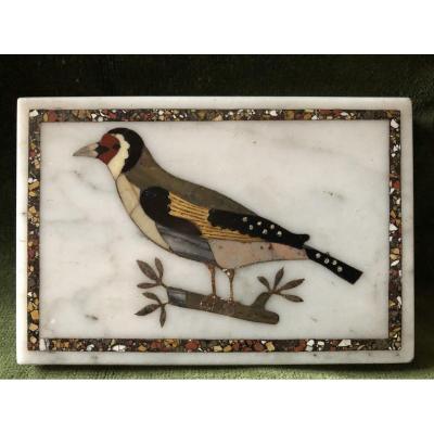 Paperweight, Marquetry In Marble, XIXth Century