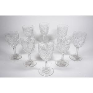 8 Saint Louis Gavarni Crystal Wine Glasses