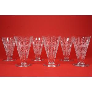 6 Baccarat Lido Crystal Wine Glasses