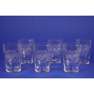 6 Baccarat "bacchus" Crystal Wine Glasses ,  Goblets By Georges Chevalier