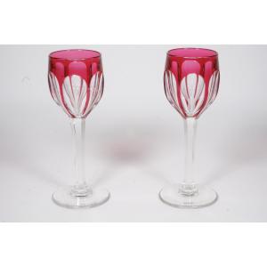 Pair Of Wine, Porto Glasses, Baccarat Crystal , Saint Louis?