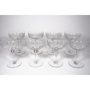 8 Baccarat Crystal Champagne Glasses Thorigny