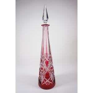 Carafe, Crystal Pyramid Bottle Baccarat Lagny Red