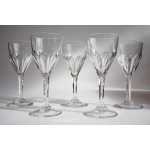 5 Saint Louis Bristol Crystal Wine Glasses