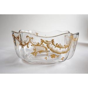 Bowl, Salad Bowl, Baccarat Gilt Crystal 