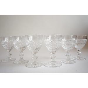 Set Of 6 Saint Louis Trianon Crystal Wine Glasses