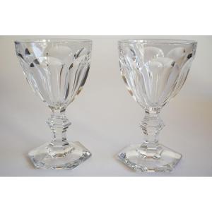2 Large Baccarat Harcourt Crystal Wine Glasses