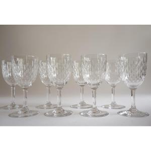 8 Baccarat Crystal Wine Glasses Model Paris