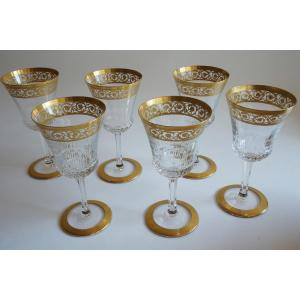 6 Saint Louis Thistle Crystal Water Glasses