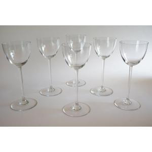6 Baccarat Rhine Wine Glasses Dom Pérignon, Haut Brion, Normandie, Perfection, Saint Rémy