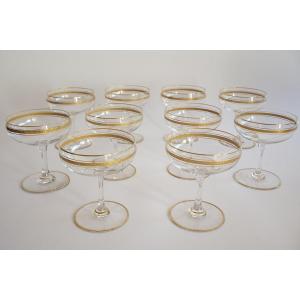 10 Saint Louis , Baccarat Crystal Champagne Glasses ?