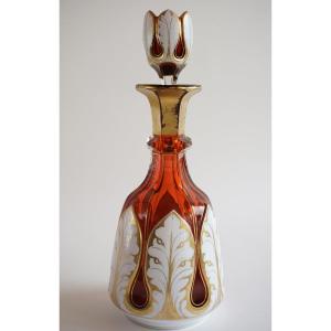 Red Crystal Decanter Overlay Mid-19th Century