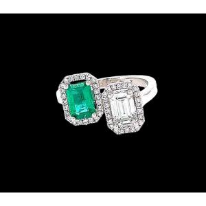 Emerald & Emerald Diamond Ring