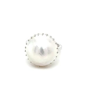 Bague Vintage avec Perle en Or Blanc 18kt