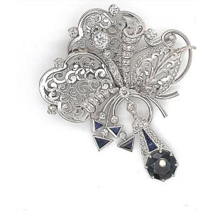 Vintage Antiques Brooch Pt. Diamonds.