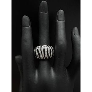 Ring White Gold Diamond & Black Rodiated