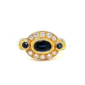 Ring Yellow Gold Diamond & Sapphires
