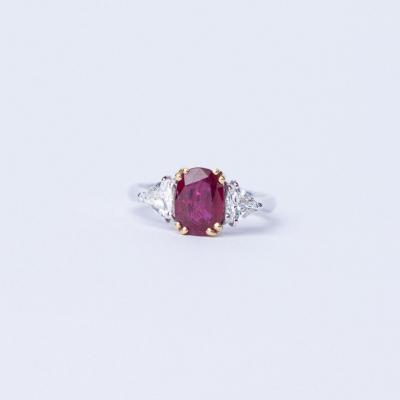 "Bague Bicolore Diamant & Rubis"