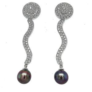 Natural Diamond & Tahitian Pearl Earrings