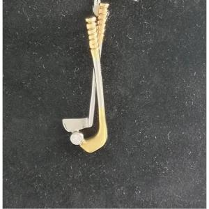 Golf Clubs Pendant Bicolor & Diamond