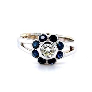 Sapphire & Diamond White Gold Ring