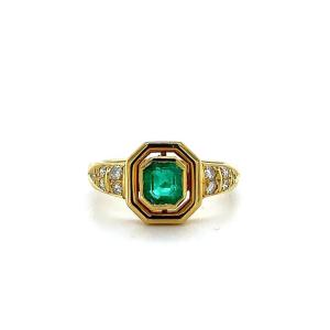 Yellow Gold Diamond & Emerald Ring