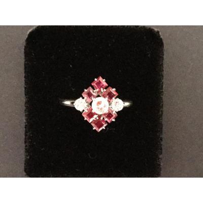 Ring White Gold Diamonds And Rubies