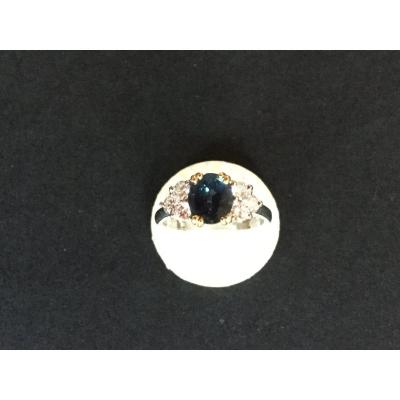 Bague Saphir Fin Et Diamants 2 Ors