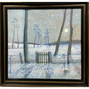 Pastel. Path Under The Snow. George Lemmen