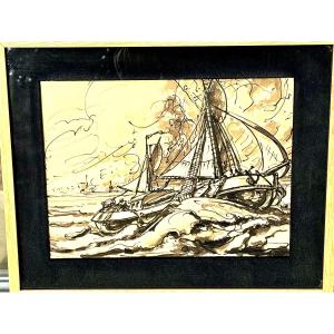 The Fishing Boat Out By Alfred Ost