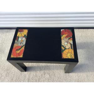 Blackened Wood Coffee Table With Glass Mosaics