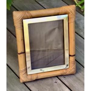 Bamboo And Brass Photo Frame Maison Jansen 1970