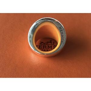 Hermès Vintage Quark Ring In Silver And Orange Resin