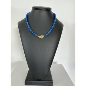 Lapis Lazuli Necklace With 18 K Gold Cuff Clasp