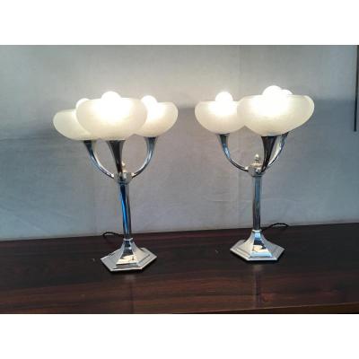 Pair Of Silver Bronze Candelabra Schneider