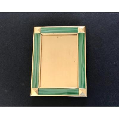 Frame In Solid Brass And Green Enamel