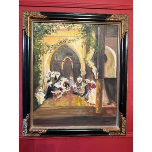 Oil On Canvas . Orientalist Scene. Signed F.terrand. XX Th.