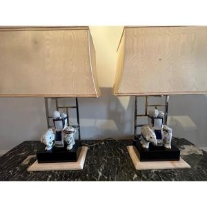 Pair Of Elephant Lamps.