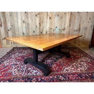 Large Industrial Table In Oak And Metal.