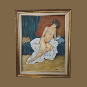 Oil On Canvas “the Woman With The Chignon” Signed A.gillet. 