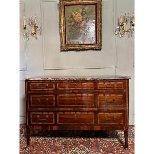 Louis XVI Period Commode In Marquetry.