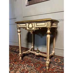 Louis XVI Style Center Table / Console In Painted And Gilded Wood. 
