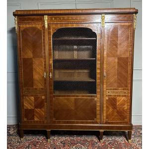 Louis XVI Style Marquetry Bookcase. 