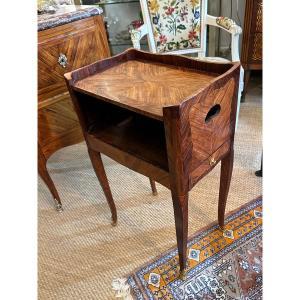 18th Century Bedside Table / Snack Table In Marquetry.