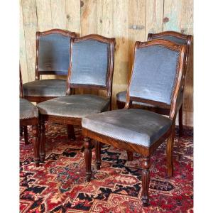 Set Of Five Louis-philippe Period Chairs In Rosewood.