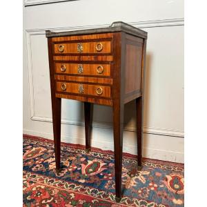 Louis XVI Style Bedside Table Or Chiffonnière In Marquetry. 