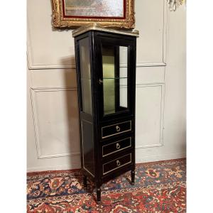 Louis XVI Style Display Case, Black Lacquered. 