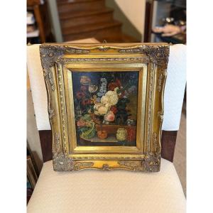 Still Life In The Style Of The 18th Century – Oil On Panel