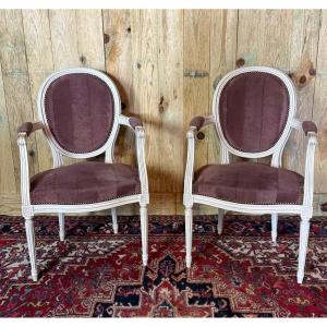 Pair Of Louis XVI Style Cabriolet Armchairs. 
